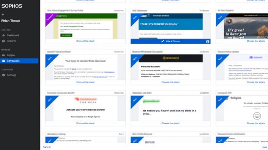 Aspectos destacados de Sophos Phish Threat​