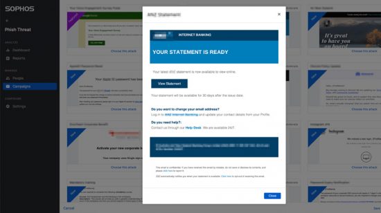 Aspectos destacados de Sophos Phish Threat​