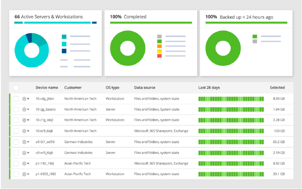 N-able - data protection - dashboard