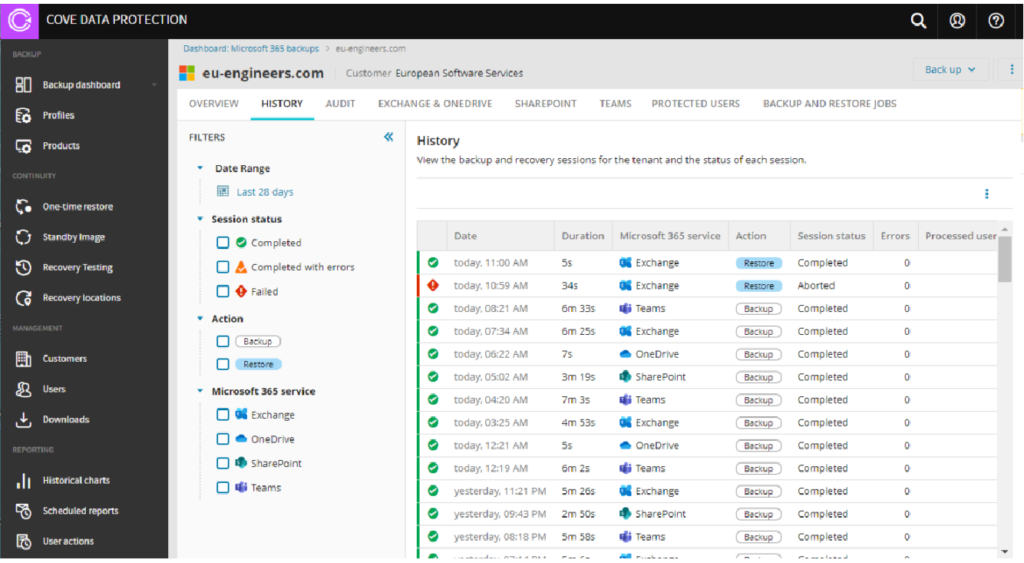 N-able - data protection - dashboard